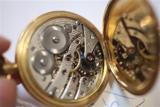 A 1940s 18ct gold hunter keyless lever pocket watch,